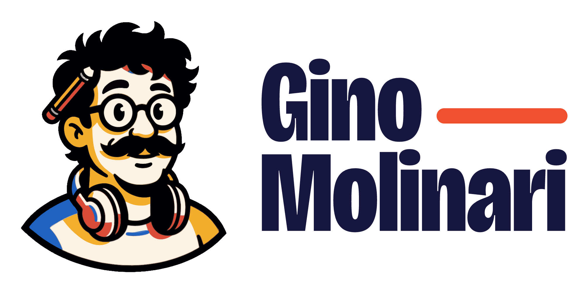 Gino, with his big moustache and round glasses, next to the name Gino Molinari